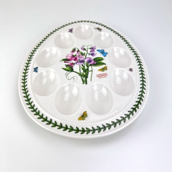 Portmeirion Botanic Garden Sweet Pea Deviled Egg Plate Flawless - Picture 3 of 7